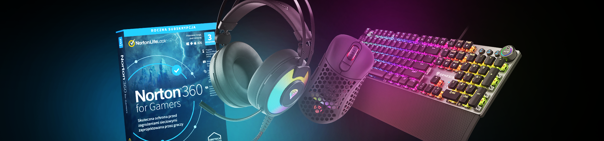 Kaufe Genesis Gaming-Ausrüstung und erhalte Norton 360 für Gamer für 1 €!