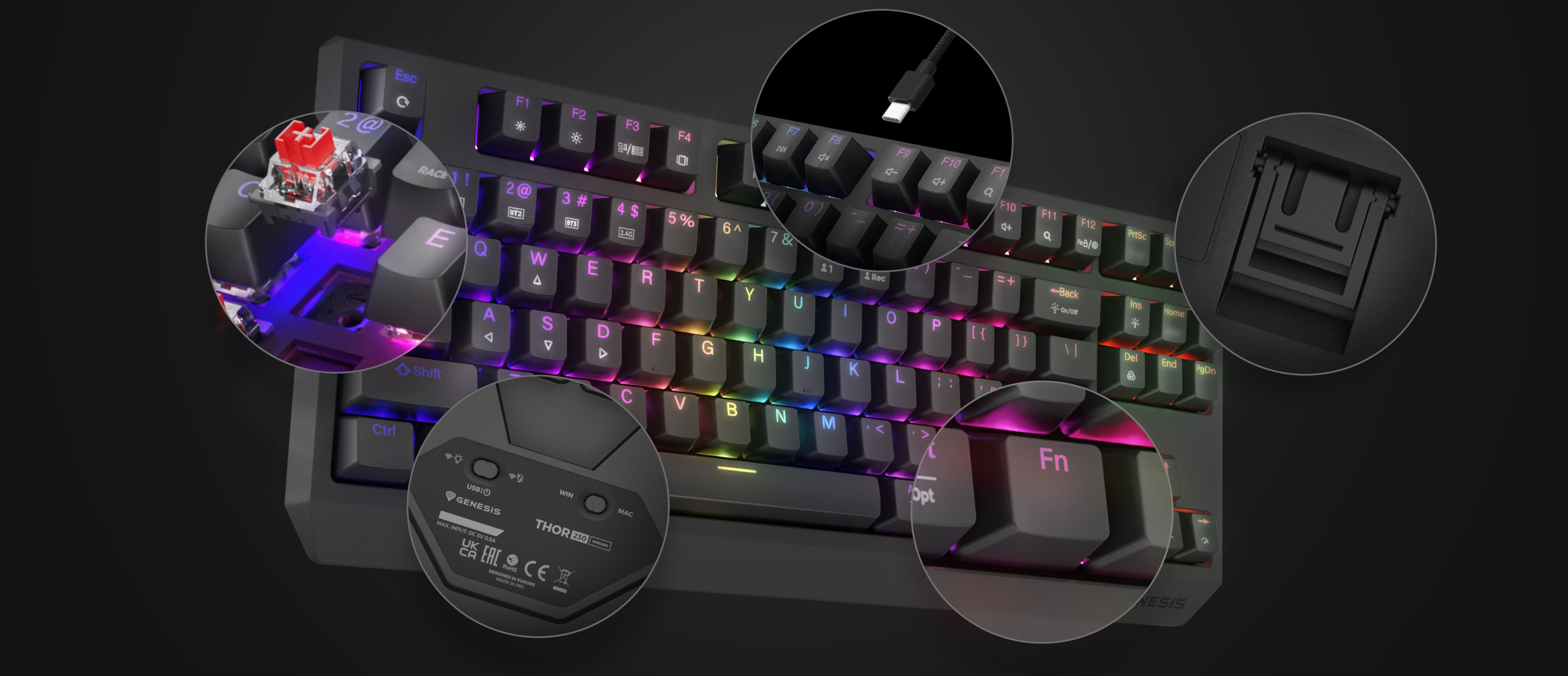 Kabellose mechanische RGB-Gaming-Tastatur mit Outemu-Schaltern, mit anpassbarer Hintergrundbeleuchtung und abnehmbarem USB-C-Kabel