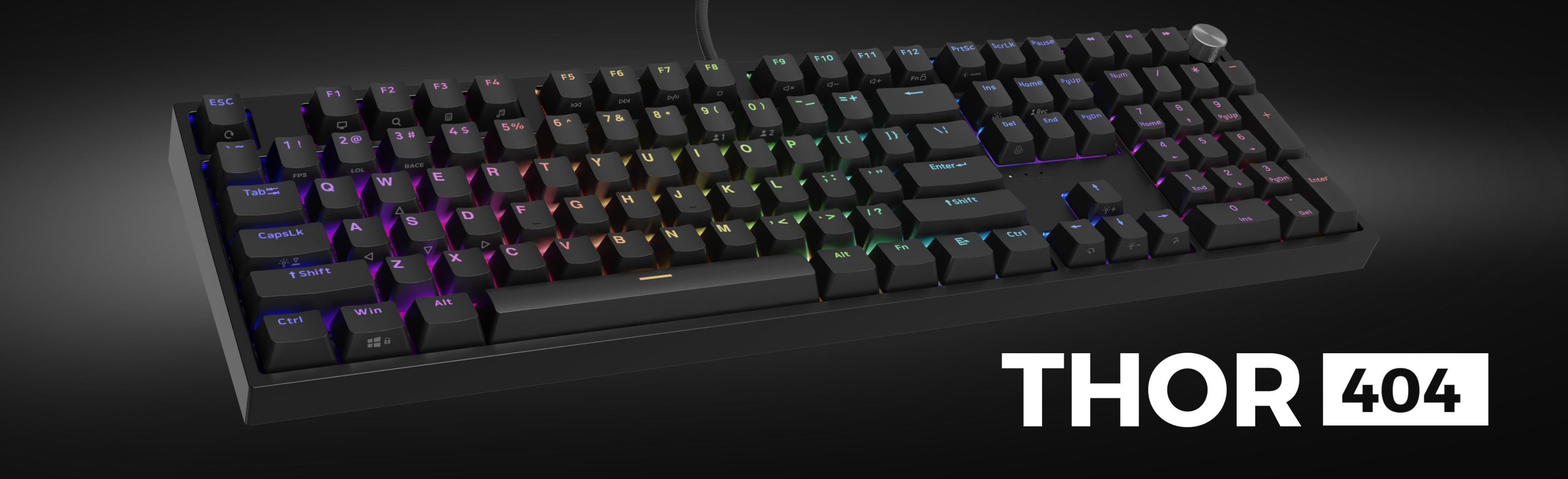 Mechanische Gaming-Tastatur mit RGB-Hintergrundbeleuchtung, mit Gateron Yellow Pro-Schaltern, Modell THOR 404