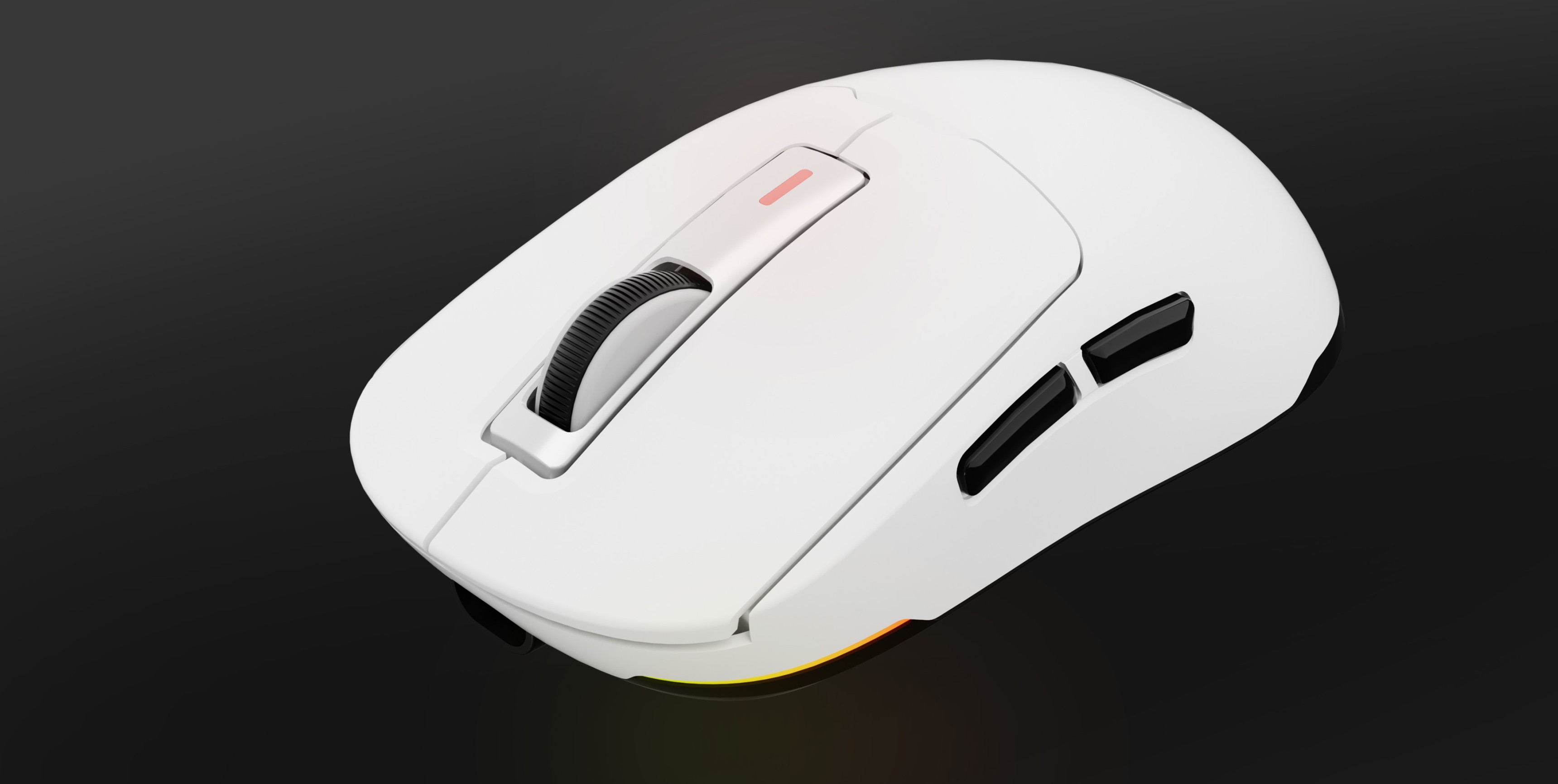 Kabellose weiße Gaming-Maus mit einstellbarer DPI von bis zu 12000, seitlichen Tasten und anpassbarer RGB-Beleuchtung