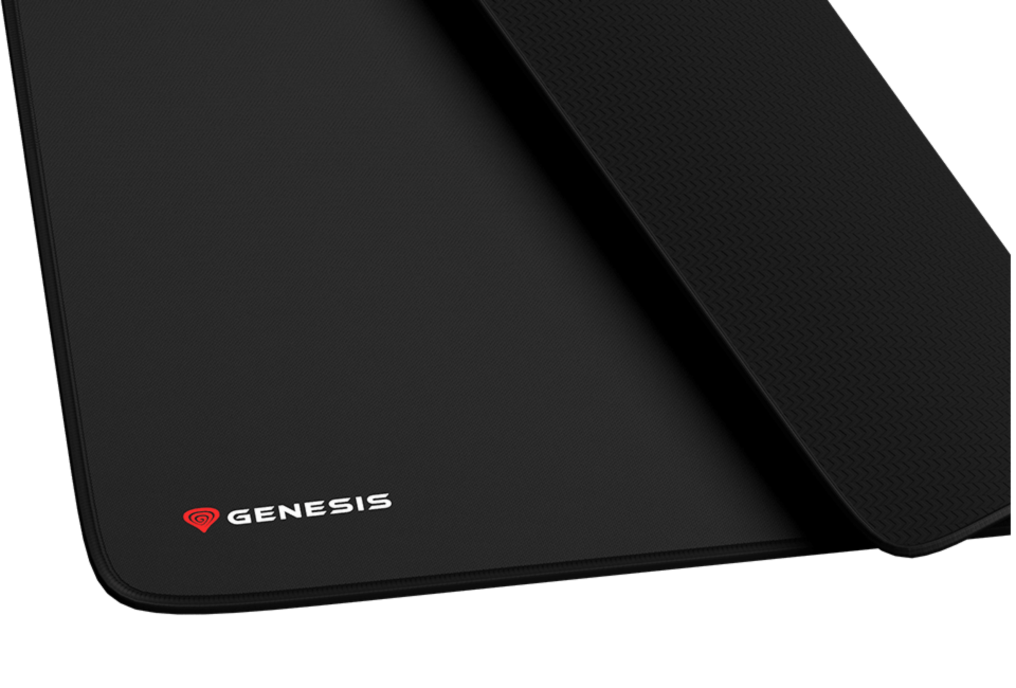 Schwarzes Mauspad von Genesis mit strukturierter Oberfläche und Logo, Größe 400x330mm