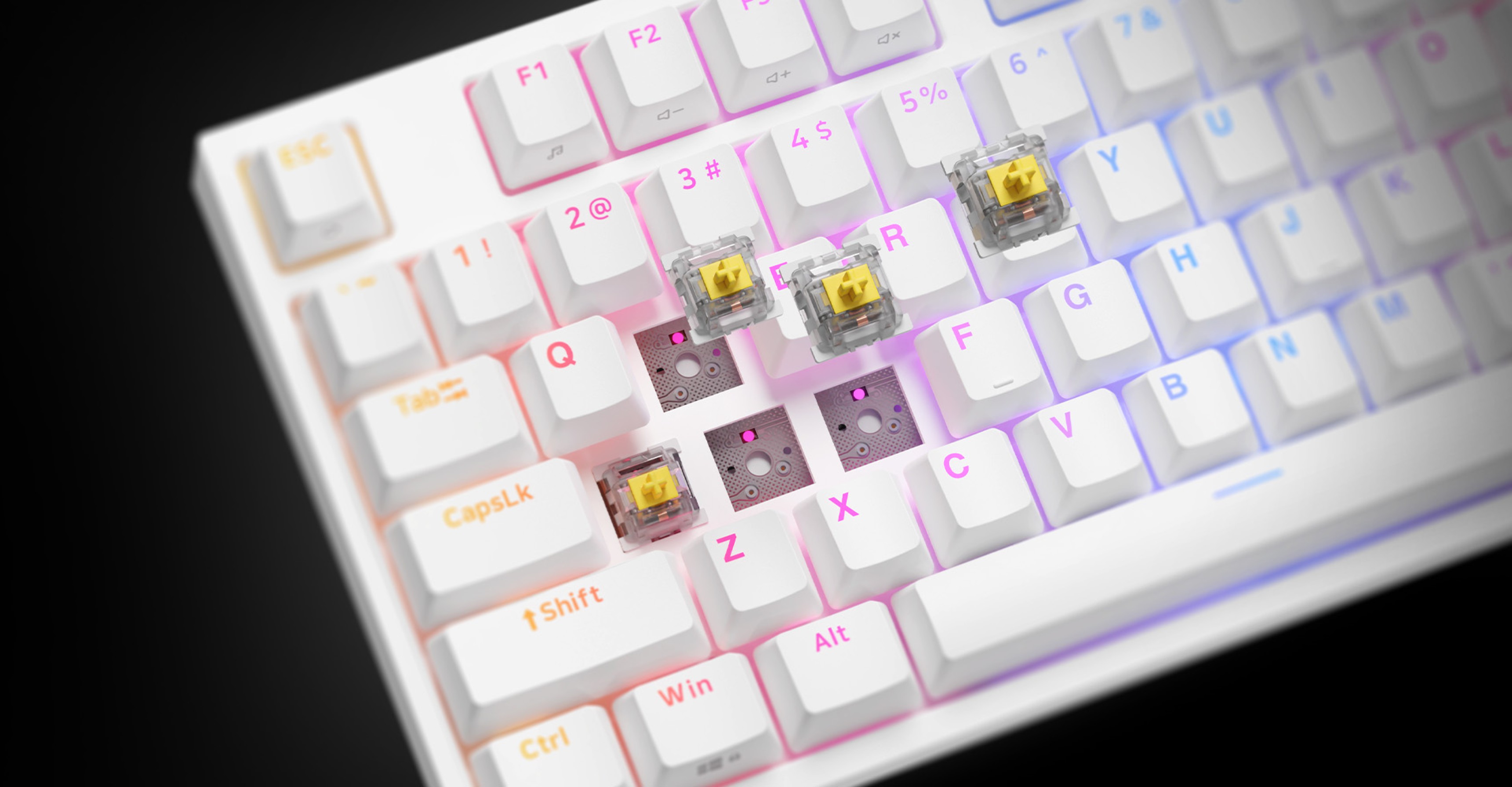 Mechanische Gaming-Tastatur mit RGB-Beleuchtung, mit Gateron Yellow-Schaltern und TKL-Layout