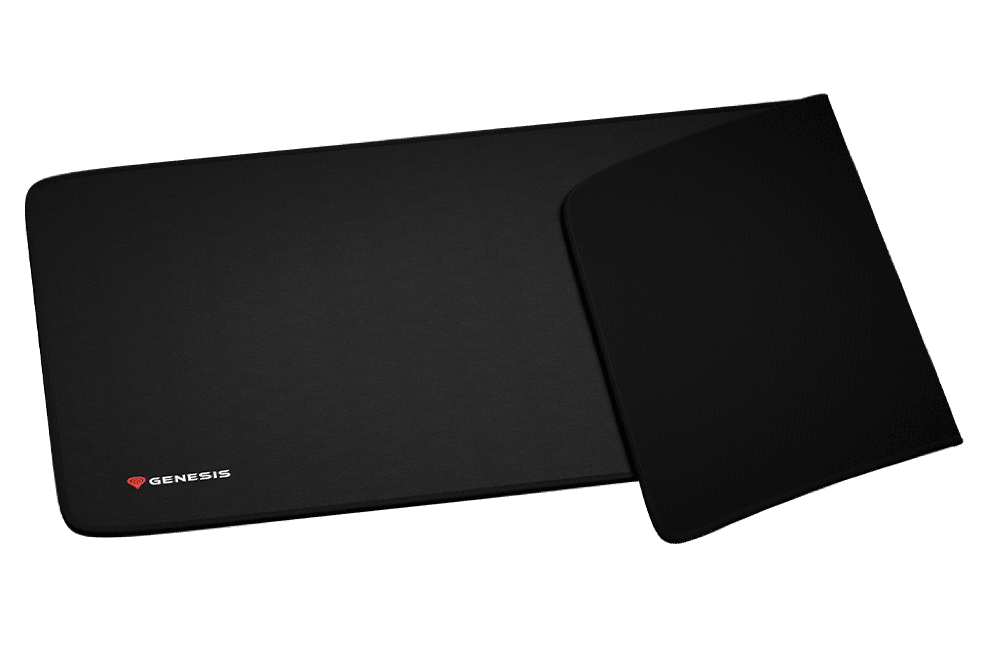 Großes schwarzes Mauspad mit strukturierter Oberfläche und dem Genesis-Logo, Größe 900x450mm