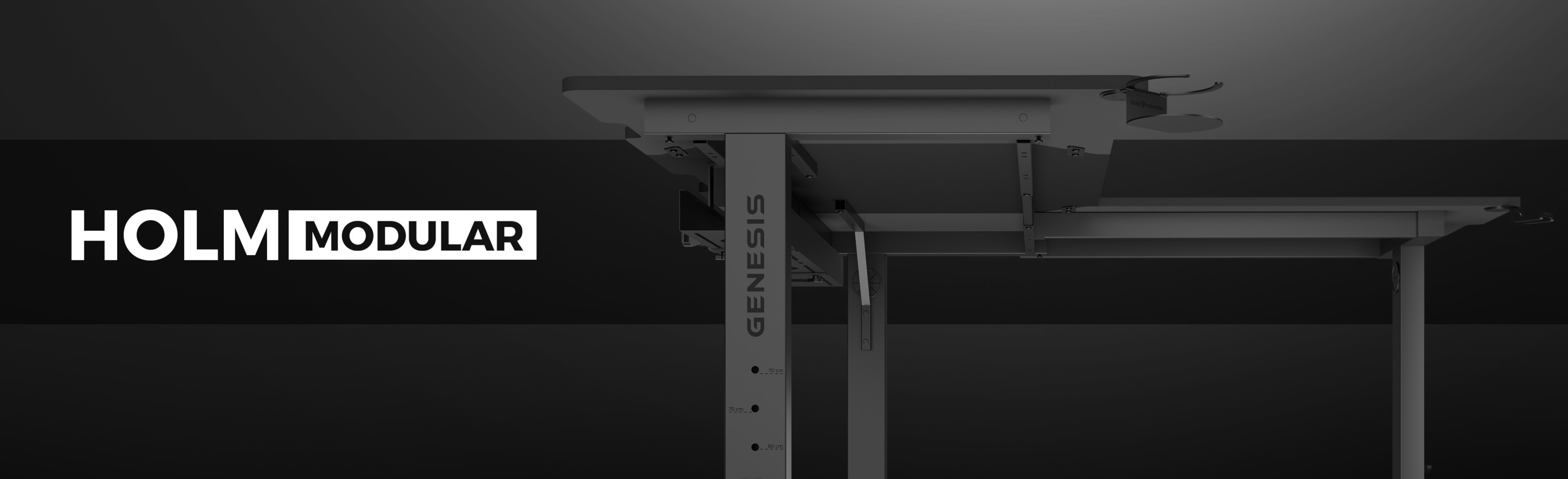 Das Eck-Gaming-Desk-Set Genesis Holm Modular 160 präsentiert sich in einem schlanken Design mit verstellbaren Funktionen und moderner Ästhetik.