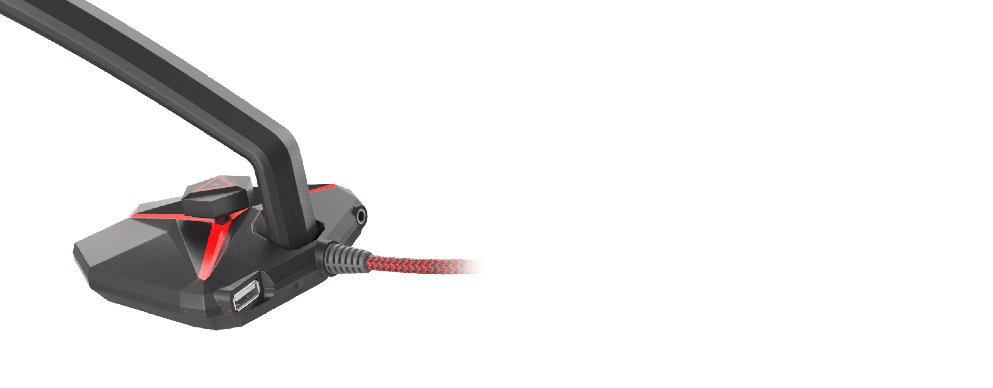 Schwarzes und rotes Genesis Radium 200 Mikrofon mit flexiblem Arm und USB-Anschluss