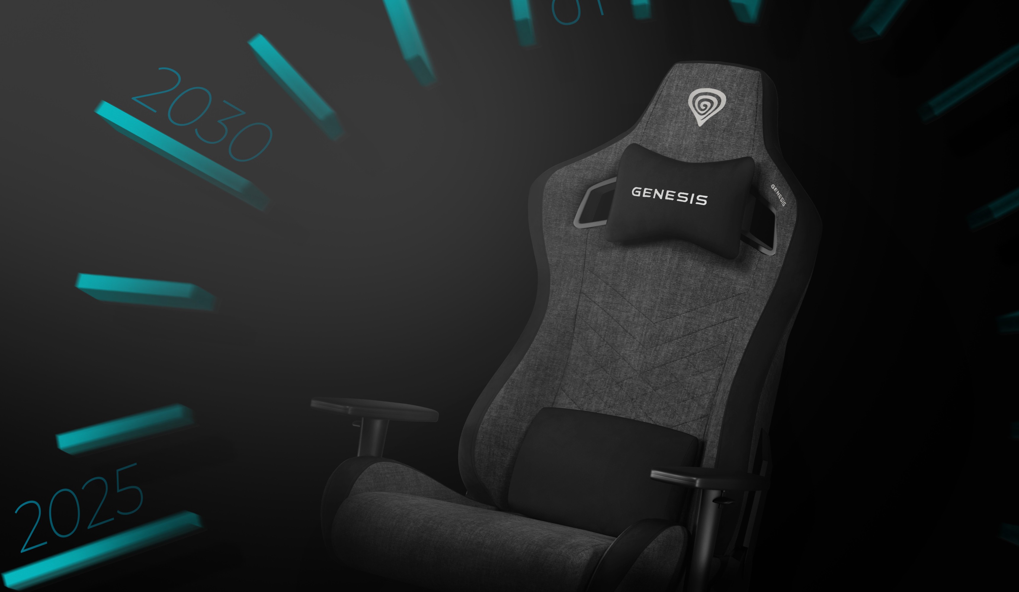 Grauer Gaming-Stuhl von Genesis Nitro 660, mit ergonomischem Design und Kopfstützenkissen