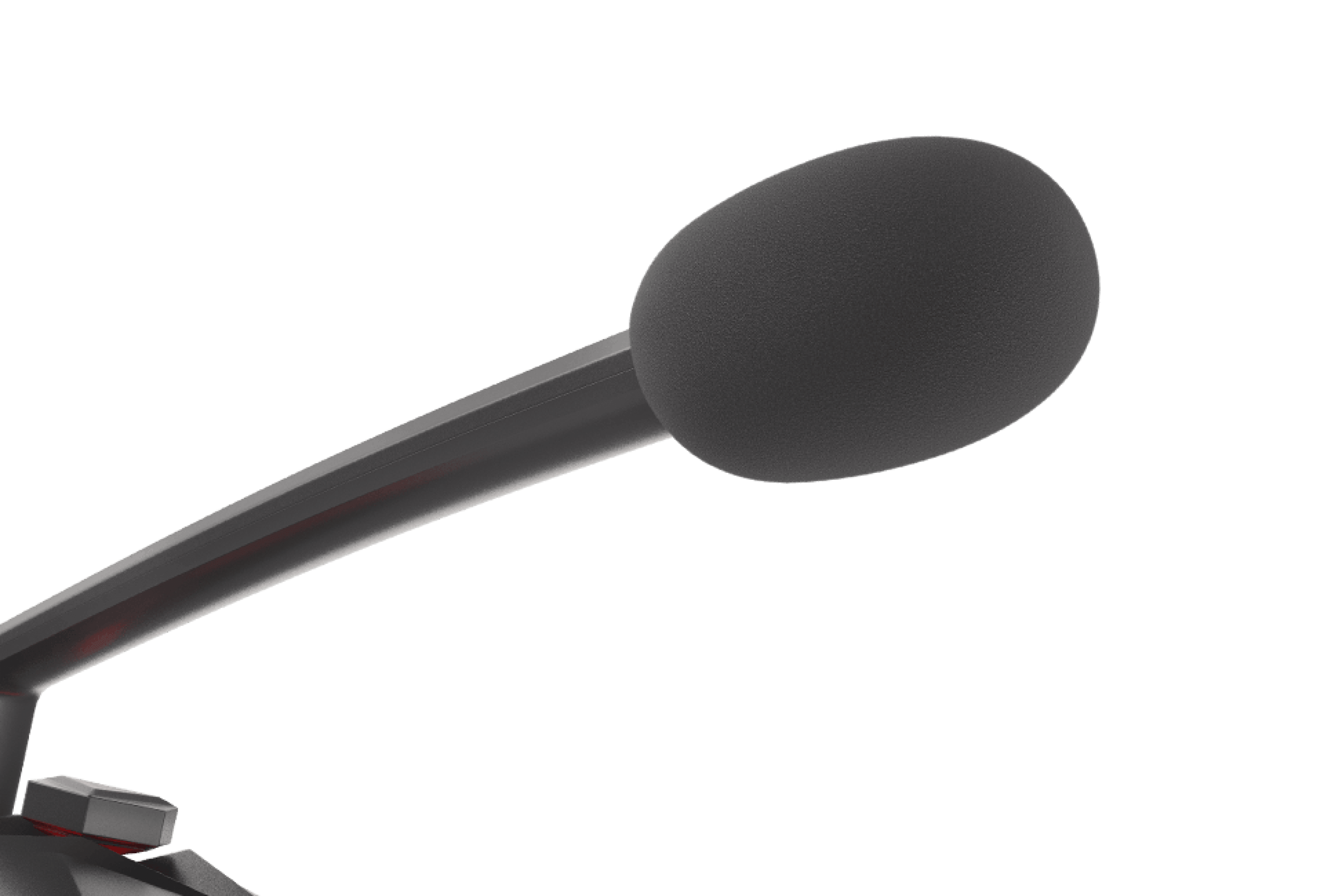 Mikrofon mit schlankem Design und einem schwarzen Schaumstoffkopf, ideal für klare Audioaufnahmen