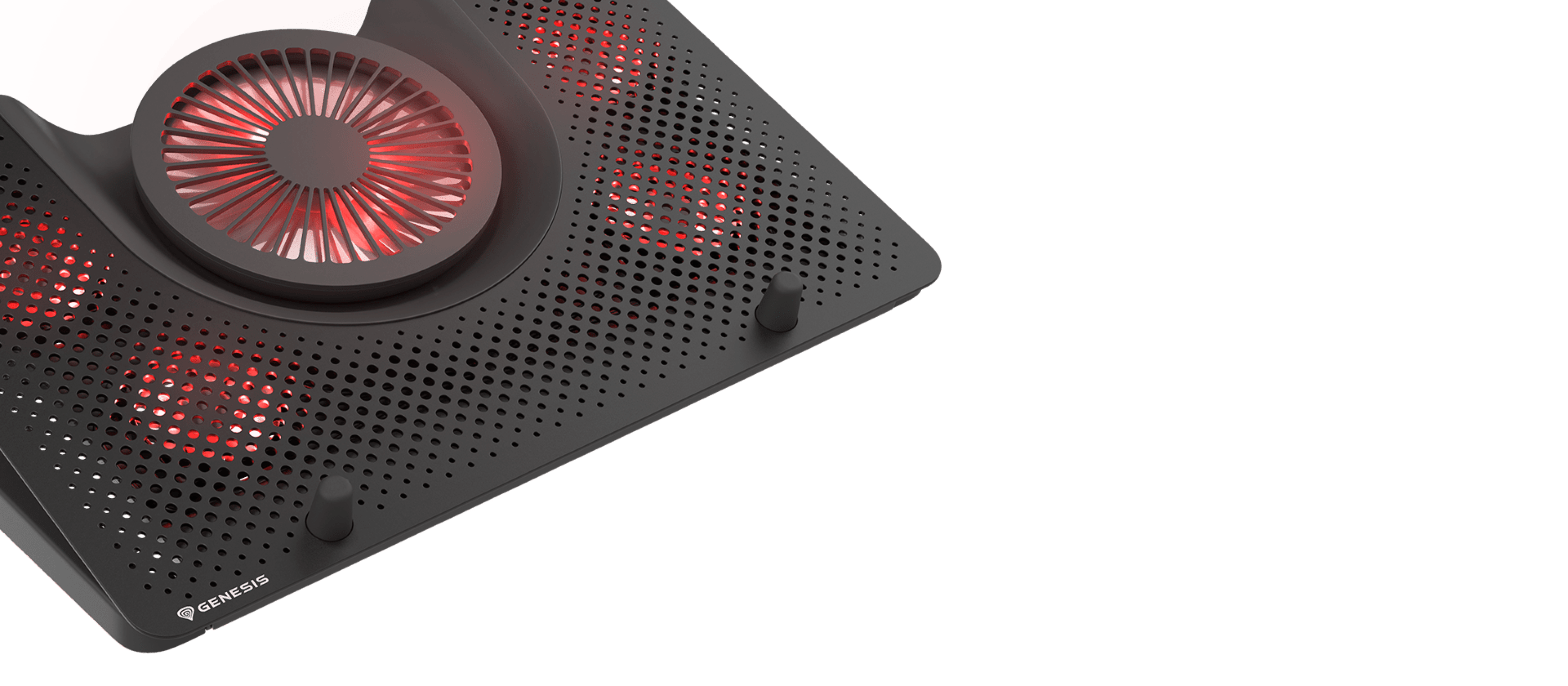 Laptop-Kühlpad Genesis OXID 550 mit fünf Lüftern, roter LED-Beleuchtung und einem USB-Anschluss, kompatibel mit 15,6-17,3"-Laptops