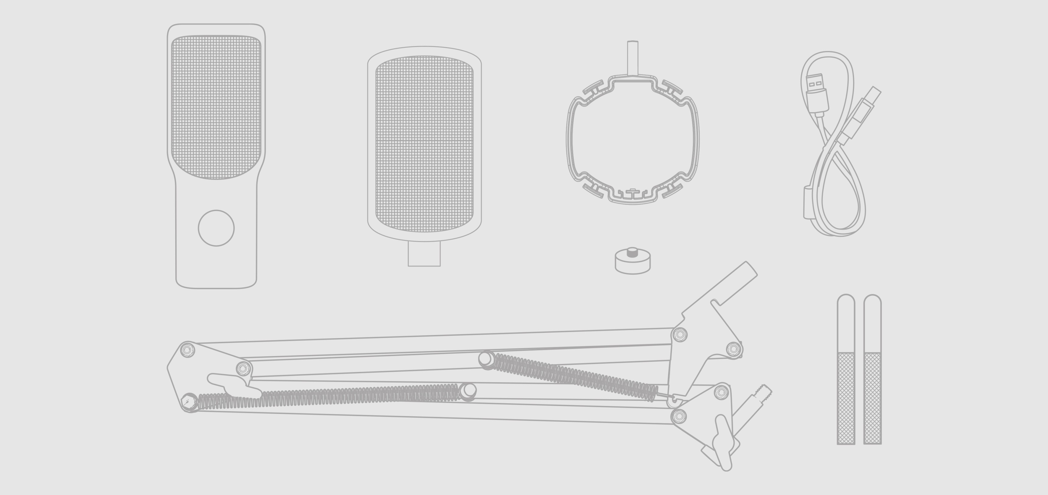 Mikrofonset mit Genesis Radium 251 USB-Mikrofon, Arm, Schockhalterung, Kabel und Schrauben für die Installation