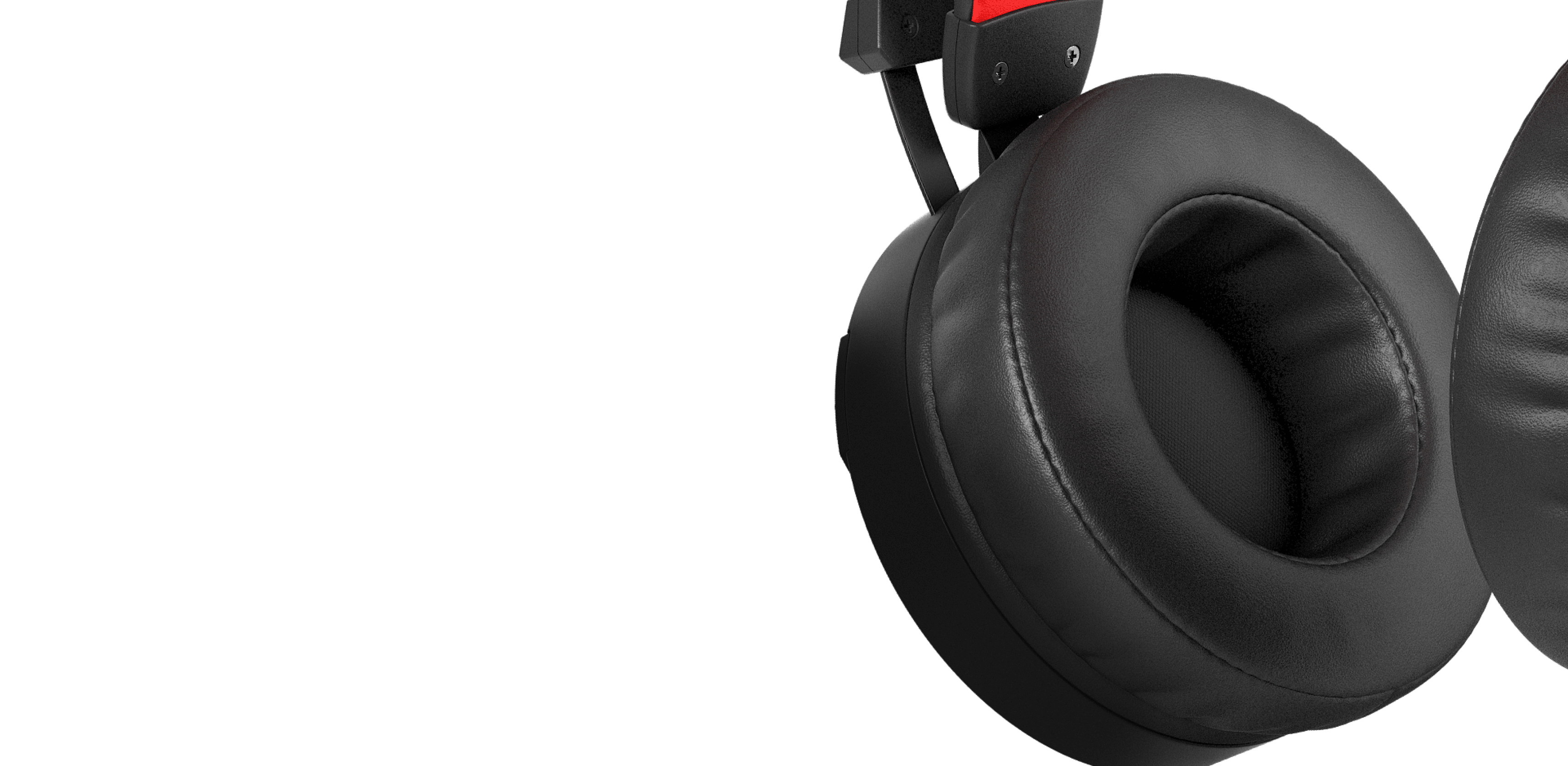 Schwarzer und roter Over-Ear-Kopfhörer mit Mikrofon und LED-Beleuchtung, mit Plüsch-Ohrpolstern für Komfort