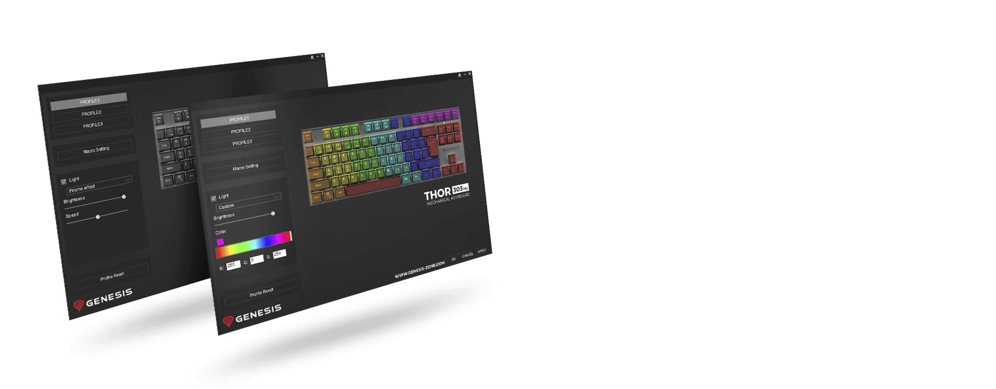 Gaming-Tastatur Genesis Thor 303 TKL mit RGB-Hintergrundbeleuchtung und geräuschlosen mechanischen Schaltern im eleganten schwarzen Design