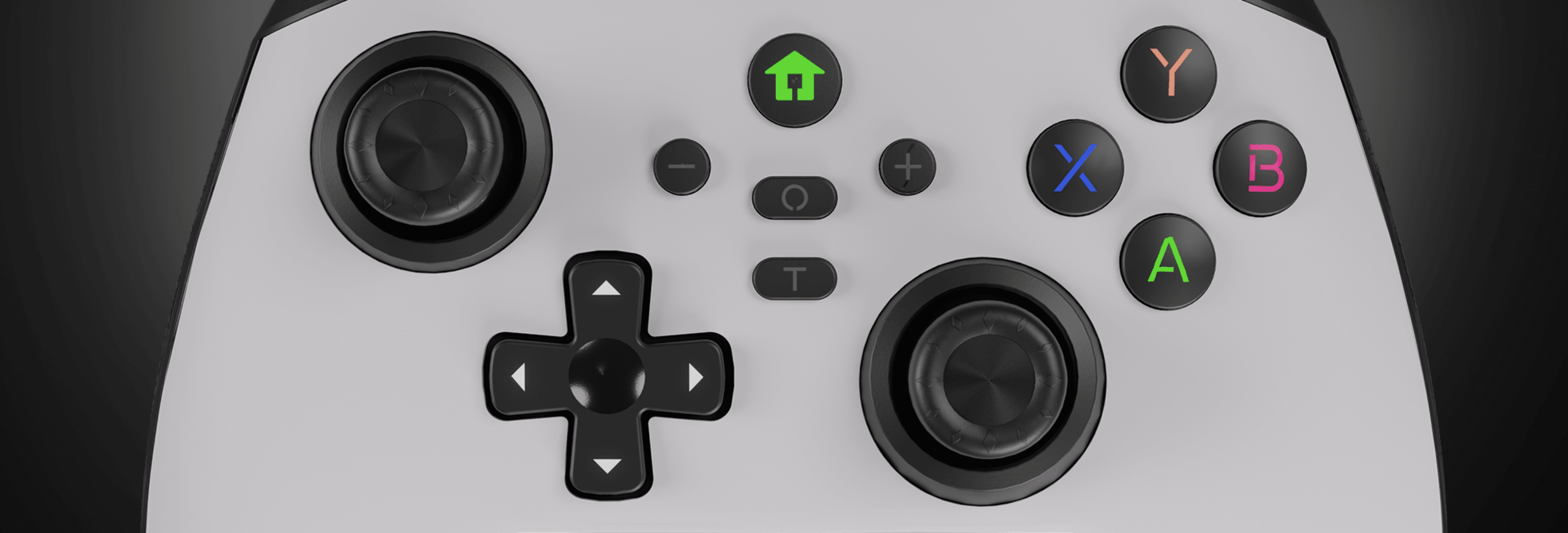Schwarzes Genesis Mangan 300 kabelgebundenes Gamepad mit zwei Joysticks und bunten Aktionstasten, entwickelt für PC, Switch und Mobile Gaming