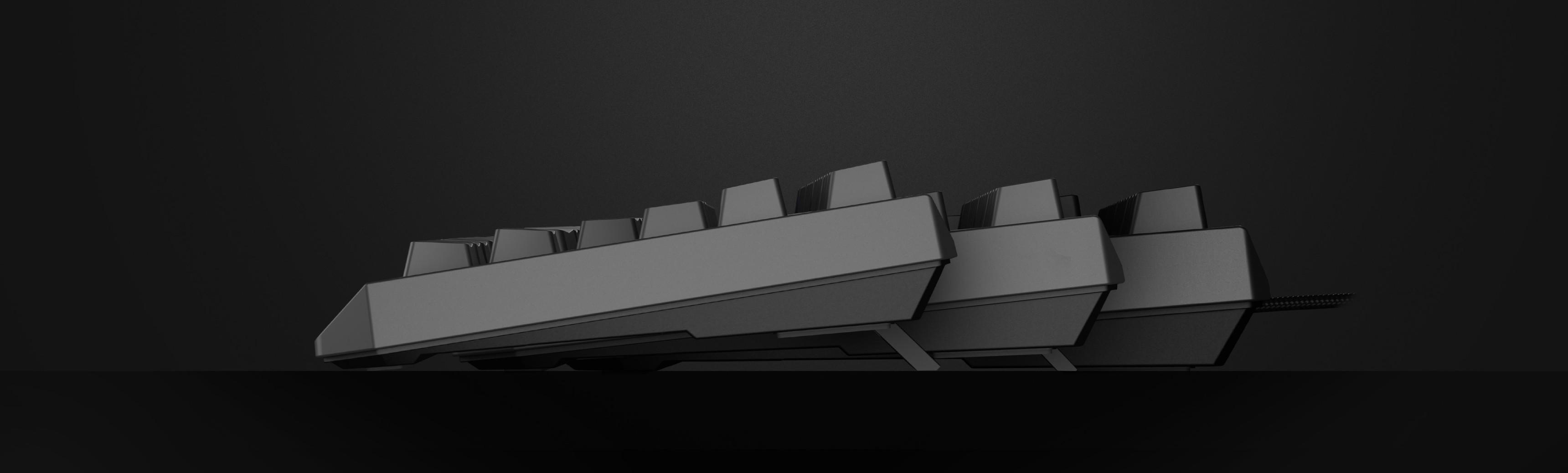 Eine schwarze mechanische Gaming-Tastatur mit Outemu Red-Schaltern und einem kompakten TKL-Layout.