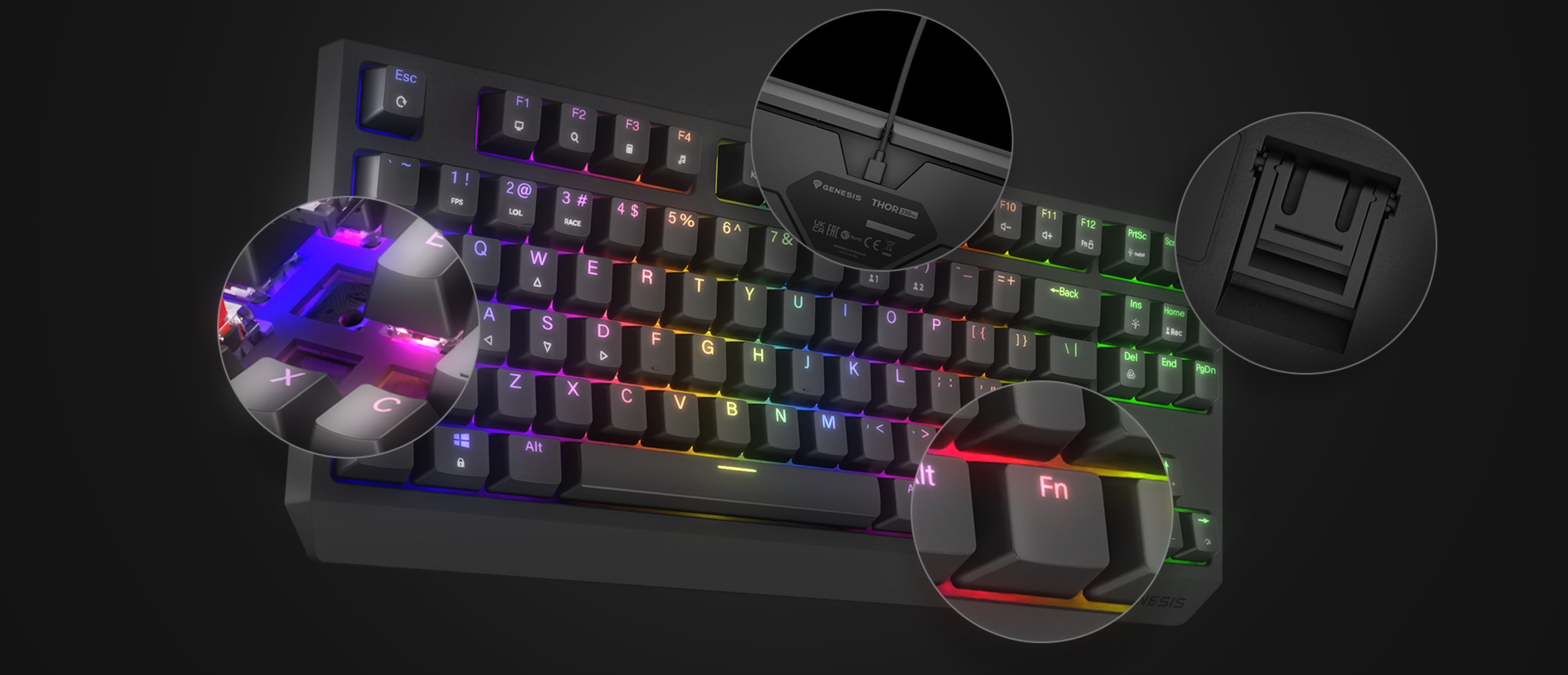Mechanische Gaming-Tastatur mit anpassbarer RGB-Beleuchtung, Hot-Swap-Schaltern und einem kompakten TKL-Layout