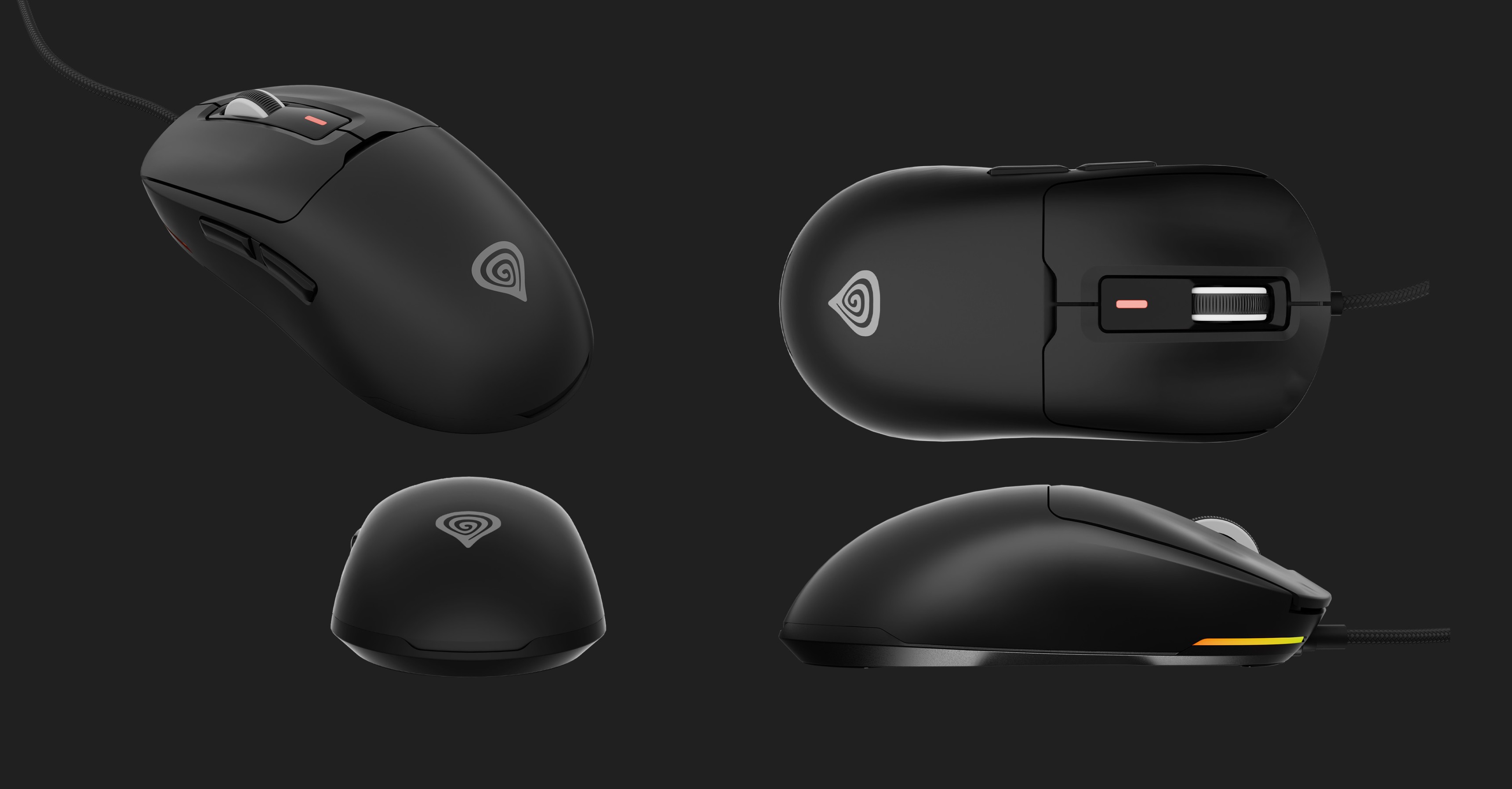 Schwarze RGB-Gaming-Maus Genesis Krypton 660 mit kabelgebundenem Design, einstellbarer DPI von bis zu 12000 und programmierbaren Tasten
