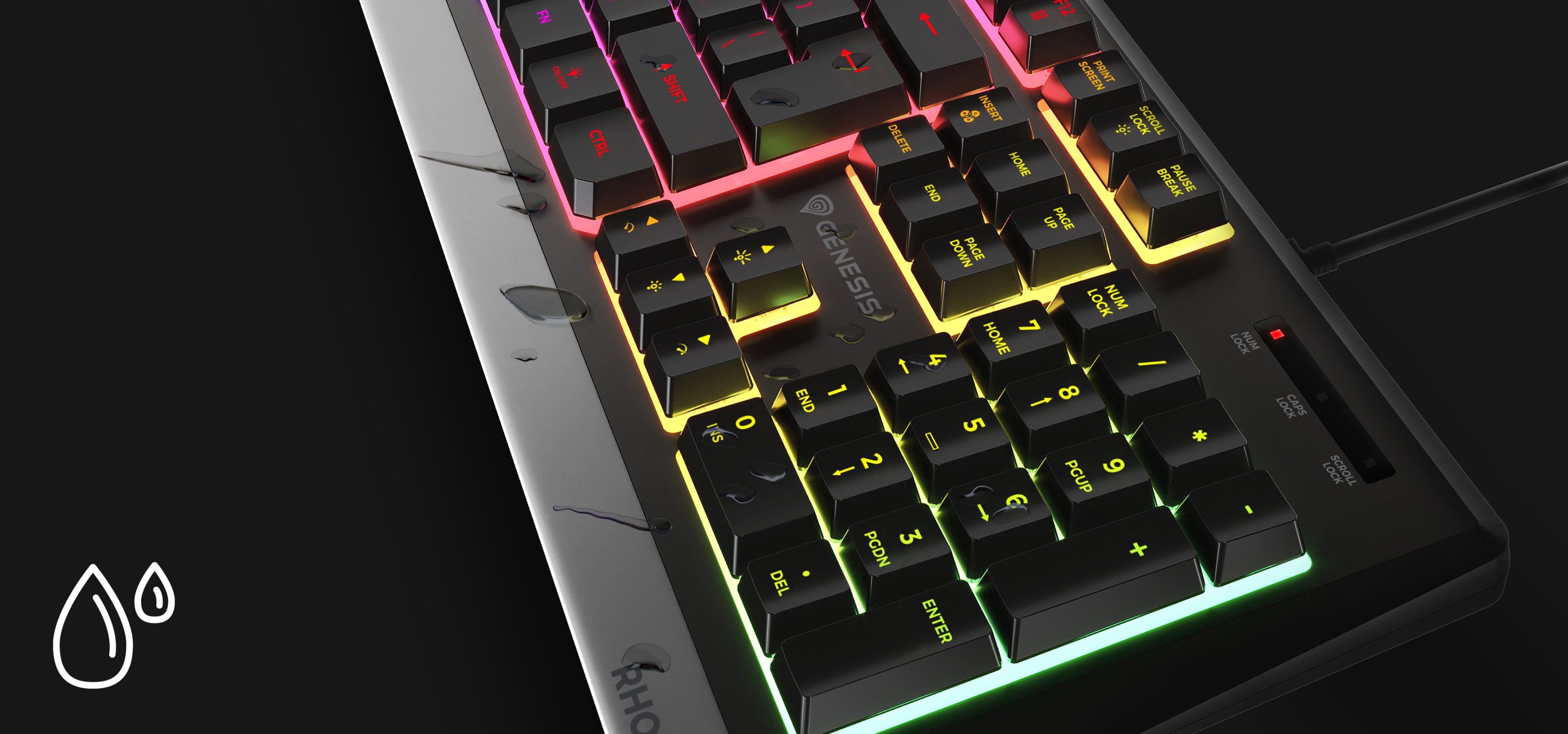 RGB-Gaming-Tastatur mit anpassbarer Hintergrundbeleuchtung, mit schlankem Design und wasserfesten Tasten
