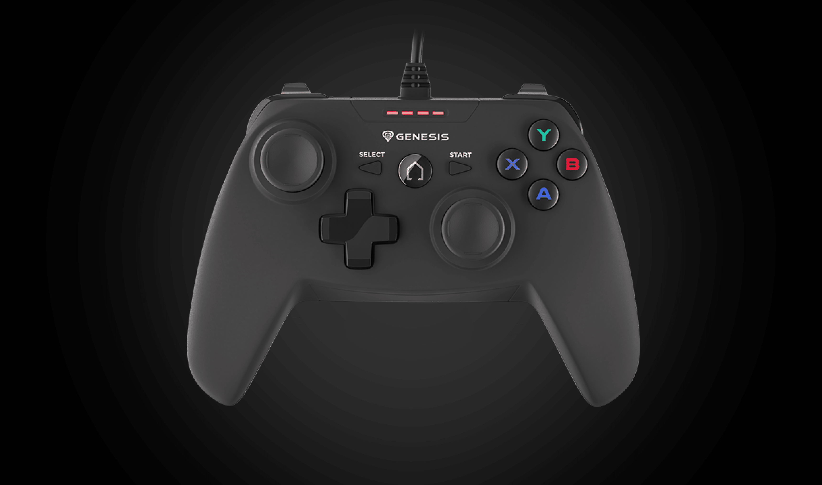 Kabelgebundenes Genesis Mangan P58 Gamepad für PS3/PC mit schlankem schwarzen Design und farbigen Aktionstasten