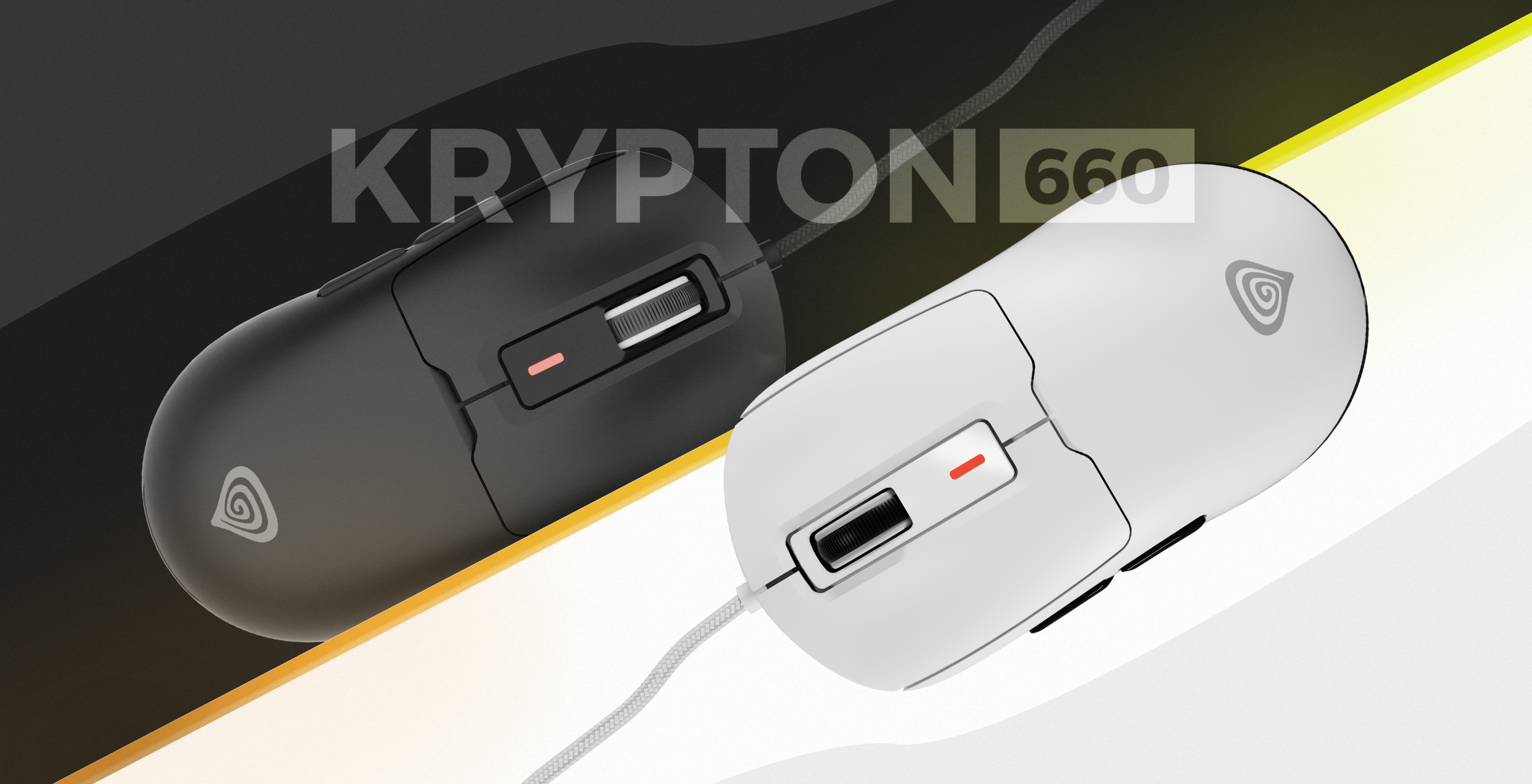 Gaming-Maus mit RGB-Beleuchtung, Modell Genesis Krypton 660, in den Farben Schwarz und Weiß mit programmierbaren Tasten