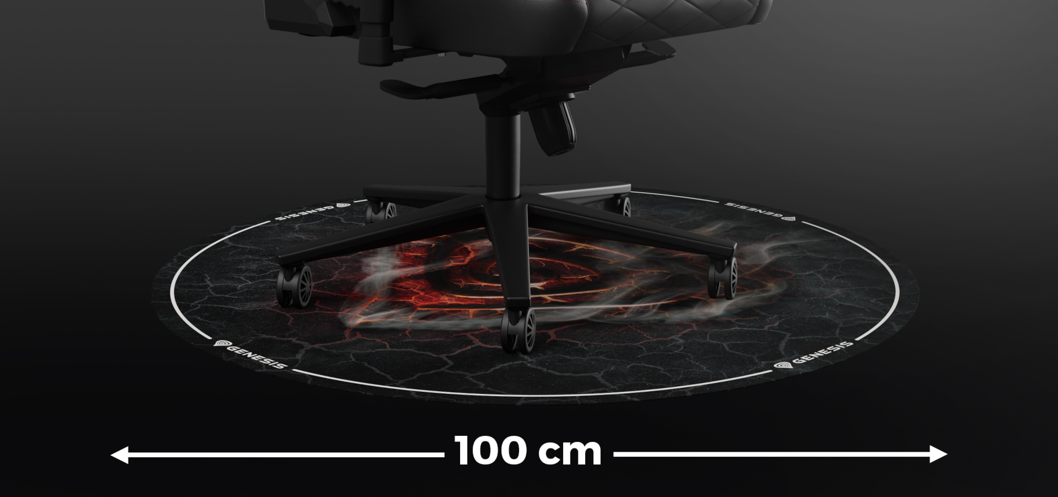 Runde Schutzmatte für den Genesis Tellur 400 Stuhl, 100 cm lang, mit Lava-Design
