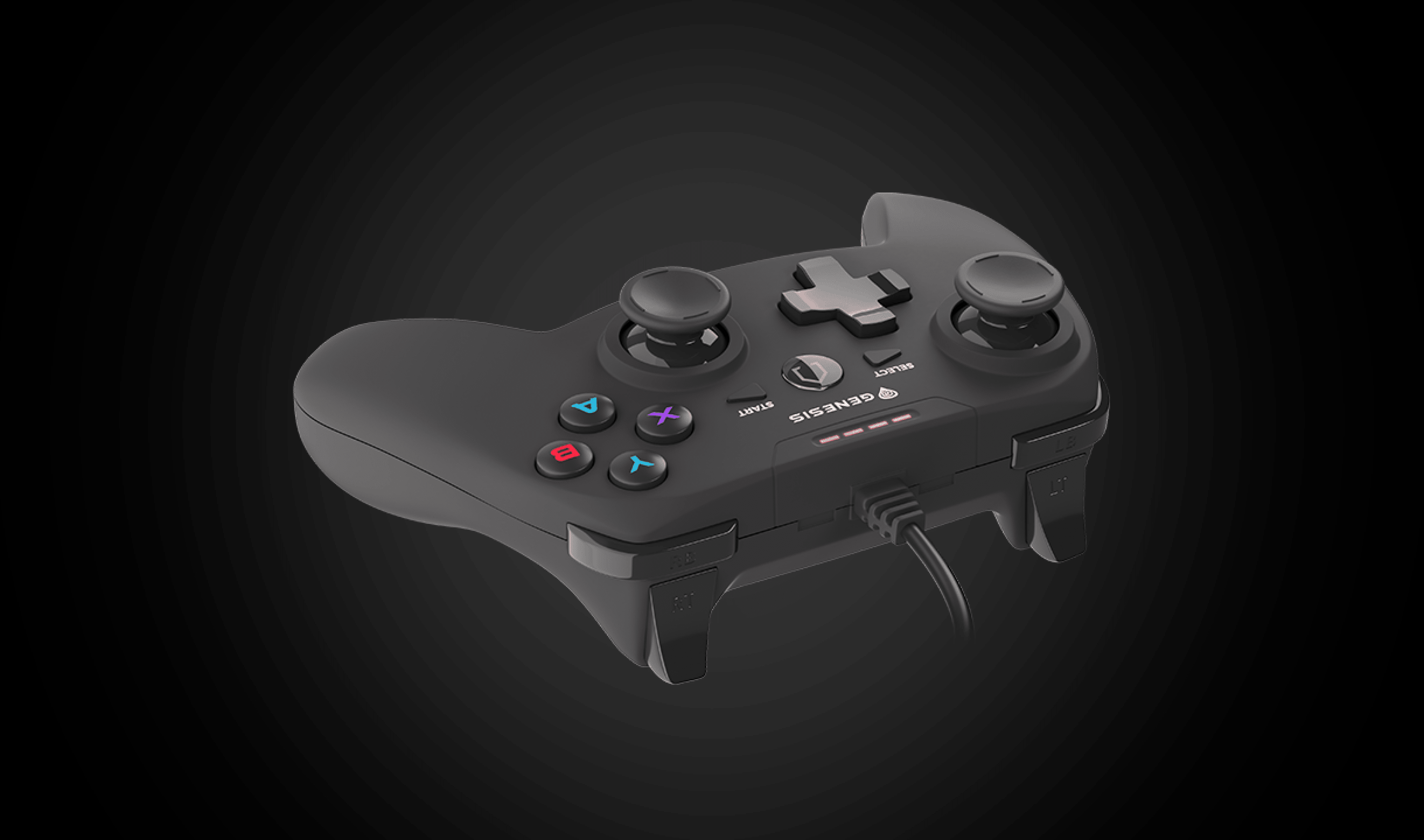 Kabelgebundenes Genesis Mangan P58 Gamepad für PS3/PC, mit zwei Analogsticks, Aktionstasten und schwarzem ergonomischem Design