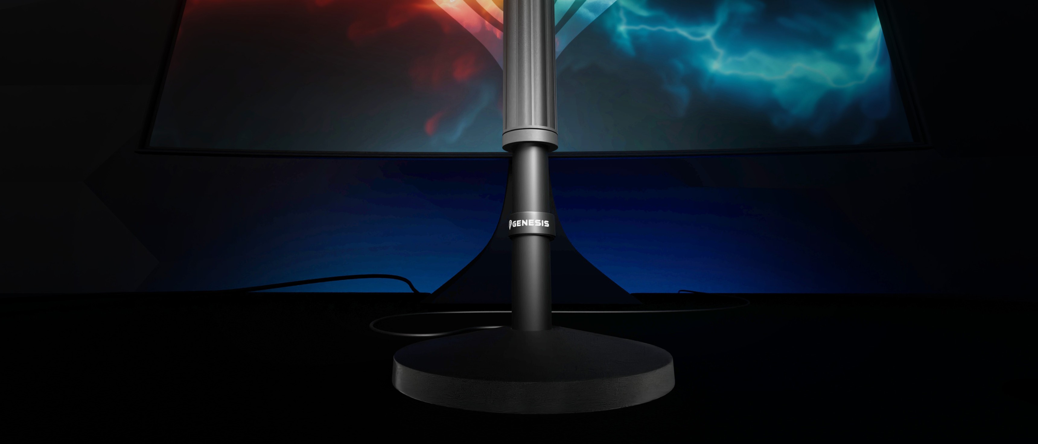 Mikrofonständer Genesis Thulium 350D im eleganten schwarzen Design, mit stabilem Standfuß und verstellbarer Höhe