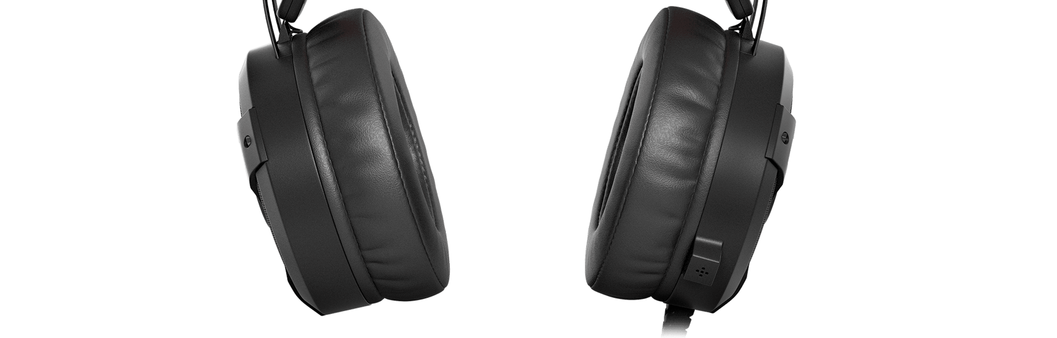 Schwarzer und roter Genesis Neon 360 Over-Ear-Kopfhörer mit Mikrofon und beleuchtetem Design, von der Seite betrachtet