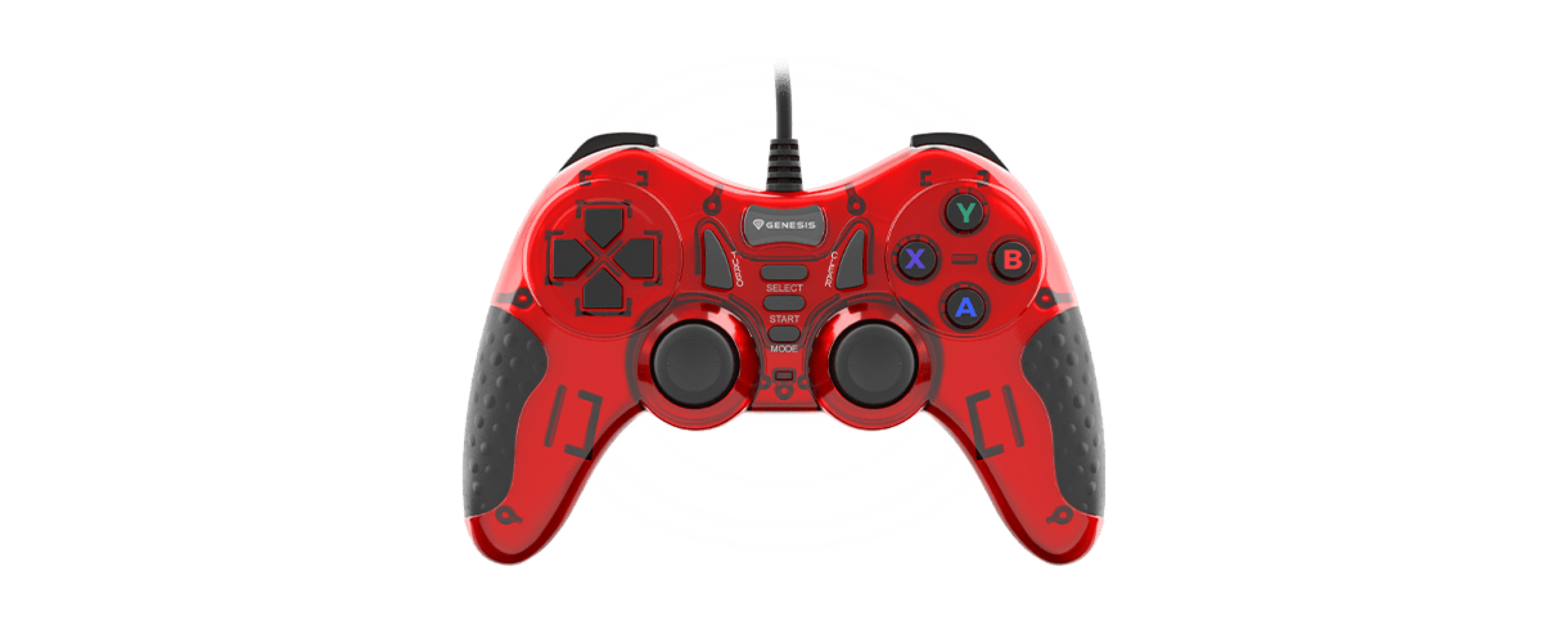 Kabelgebundenes Genesis Mangan 200 Gamepad für PC in Rot, mit zwei Analogsticks und verschiedenen Steuertasten